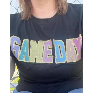 Women's 12PM by Mon‎ Ami Glitter Game Day Shirt Size Medium